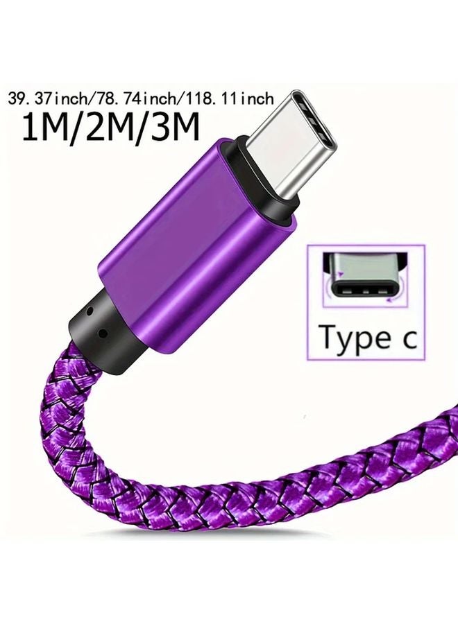 Red 78 74 Inch 60W Fast Charging USB A to Type C Nylon Braided Cable for Galaxy S22 S21 Note 20 Pixel - Image 3